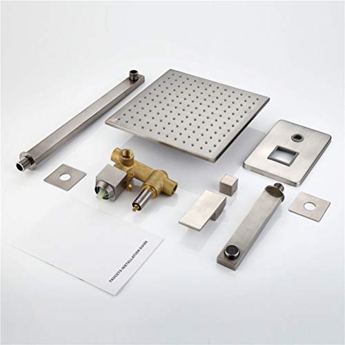 Système de douche antique cascade avec douchette à main en nickel brossé - 5