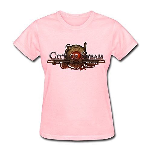 QMY Women's City Of Steam Game Logo T-shirt - S Pink