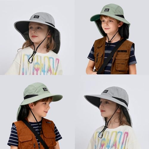 Image of ZOORON Kids Sun Hat with Neck Flap UPF 50+ Beach Hats for Baby Boys Girls