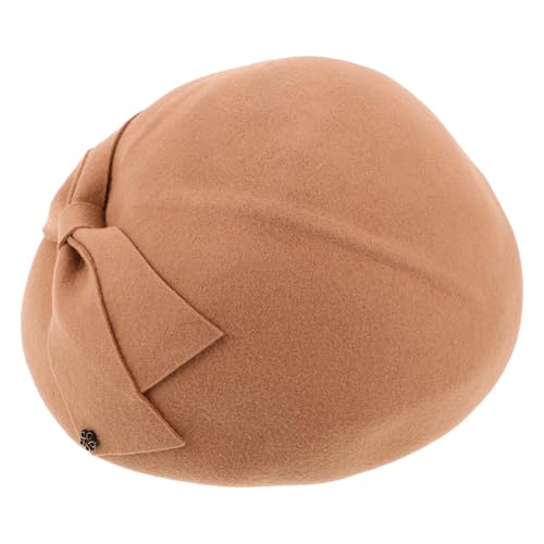 Béret femme en laine pour mariage et fêtes formelles, le bonnet d'hiver élégant couleur kaki