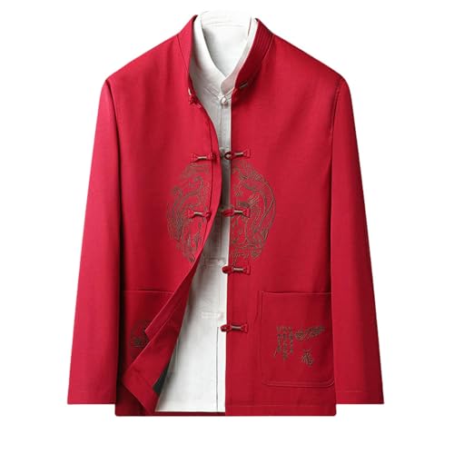 Traje Tang para hombre con bordado tradicional y abrigo formal de primavera