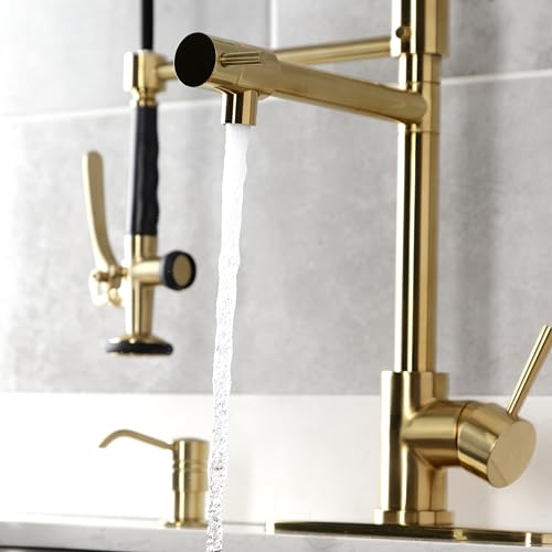 Kingston LS8503DL Deck-Mount Pre-Rinse Kitchen Faucet, Brushed Brass by Kingston Brass - Image 4