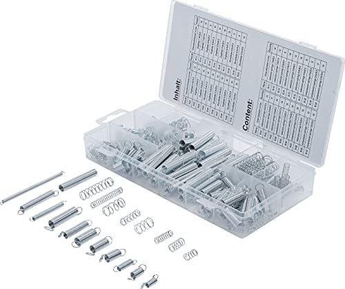 BGS Technic 8047- Muelles de compresión y extensión con caja plástica de almacenaje, 200 piezas