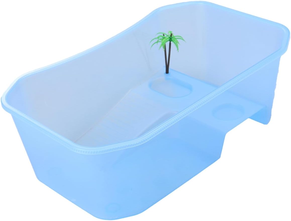 Large Turtle Tank with Basking Platform Plastic Reptile Habitat Aquarium for Turtle Feeding and Breeding