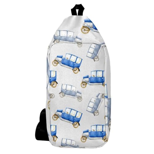 Sac à dos à bandoulière rétro bleu pour homme et femme, sacoche crossbody multicolore compacte