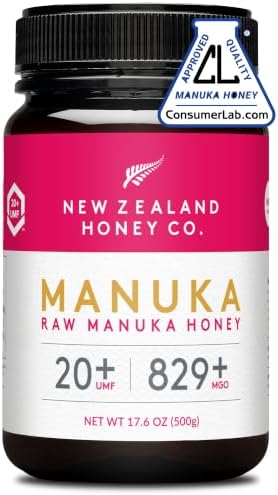 Raw Manuka Honey UMF 20+ MGO 829+, UMF Certified, 3rd Party Tested, 17.6oz