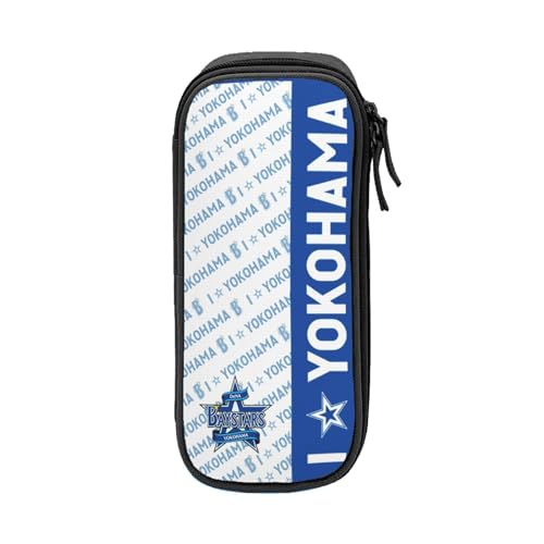 For 横浜DeNAベイスターズ ペンケース 筆箱 2層 文具ポーチ 大容量 おしゃれ 学生用 大人 通学 通勤 多機能 誕生日 Black