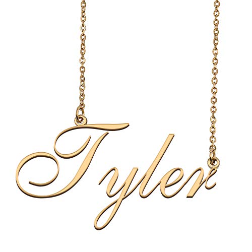 HUAN XUN Custom Personalized Name Necklace in Golden Silver for Women Tyler