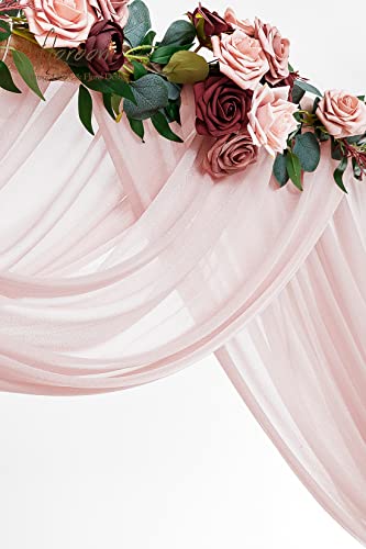 Floroom Wedding Arch Draping Fabric 2 Panels 20Ft Dusty Rose Chiffon Fabric Drapes Arbor Drapery Wedding Ceremony Reception Swag Decorations #TOP3