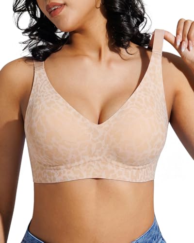 Popilush Wireless Bras for Women No Underwire Seamless Bra Skin X-Large