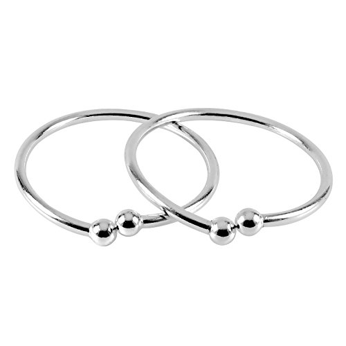 ParnikaMJ 925 Light Comfortable Traditional Plain Hollow Baby Bangles in Pure 92.5 Sterling Silver for Kids - One Pair