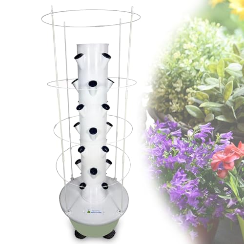 YORCME Kit De Cultivo HidropóNico Torre para Hierbas De Interior Columna HidropóNica para Huerto Kit De Cultivo Vertical De 20 A 36 Plantas 5-Layer20Pots-HydroponicTower+ClimbingFrame