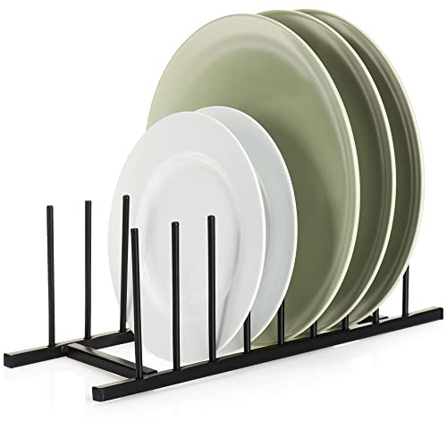 com-four® égouttoir pour Vaisselle - Porte-Assiettes en métal - égouttoir à Vaisselle Stable - Organisateur de Cuisine Moderne - séchoir à Vaisselle Noble - Porte-Couvercle (1x Noir - métal)