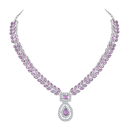 Image of Atasi International AD Diamond Kundan Style Silver Plated Crystals Necklace