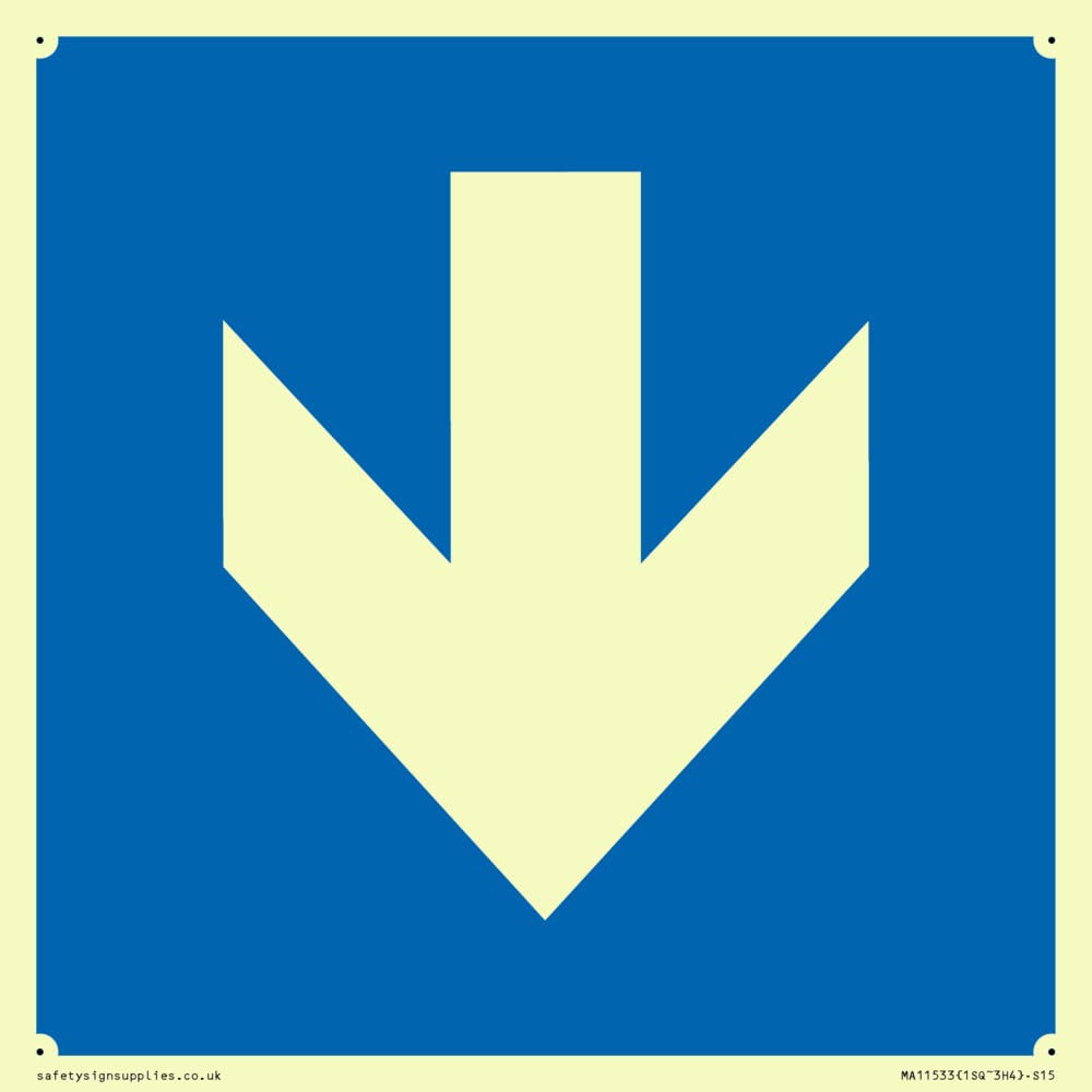 Custom Mandatory: Down arrow Sign - 150x150mm - S15