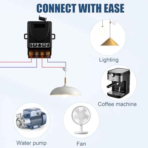 Funk Fernbedienung Schalter AC 220V 230V 30A, Drahtloser Relais-Empfänger mit 2 Sendern, Steuerung für Beleuchtung, Wasserpumpen, Haushaltsgeräte und landwirtschaftliche Bewässerungssysteme