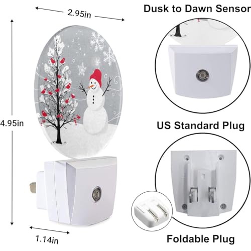 Image of Snowman Ball Night Light Red Xmas Ball Christmas Night Lights Plug into Wall for Boys Girls, Plug-in Nightlight 0.5W LED Lighting for Stairway Hallway Bedroom
