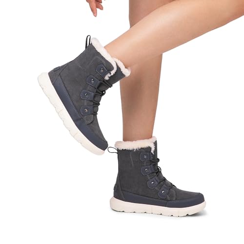 DREAM PAIRS Womens Winter Boots Cozy Faux Fur Anti-Slip Snow Boots Lace Up Comfort Stylish Ankle Booties for Cold Weather City Walk,Size 10,Dark Grey,SDSB2404W