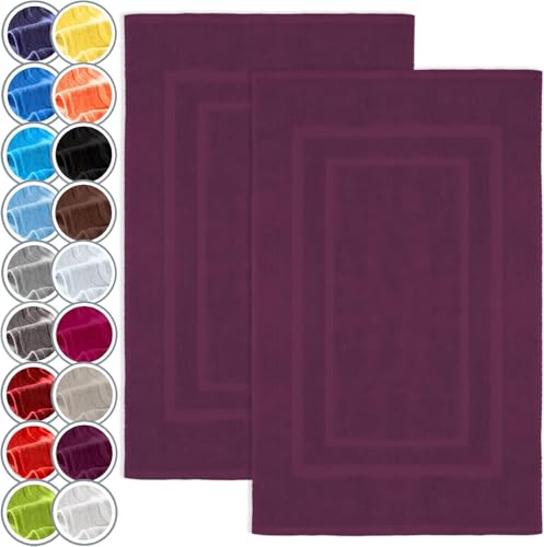 NatureMark Lot de 2 Tapis de Bain 50x80 cm – Coton Éponge 800 g/m² – Tapis Salle de Bain Épais et Très Absorbant – Séchage Rapide – sans Base...