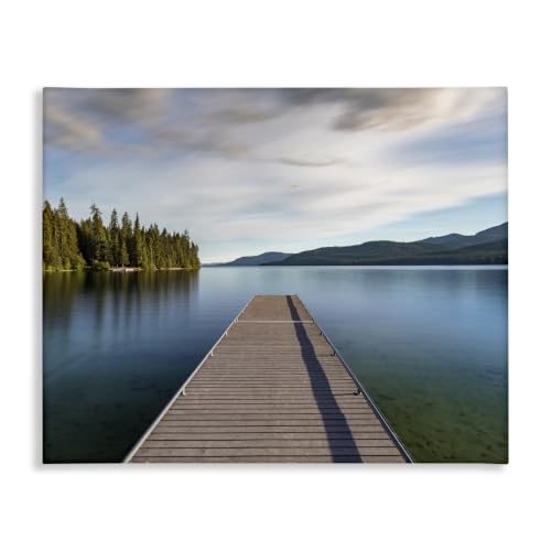Soothing Lake Dock Mountains, 24 x 30 Inch Canvas Wall Art