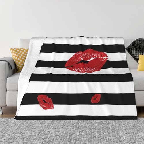 Couverture en micro polaire lèvres douce | Plaid lit cosy - 2