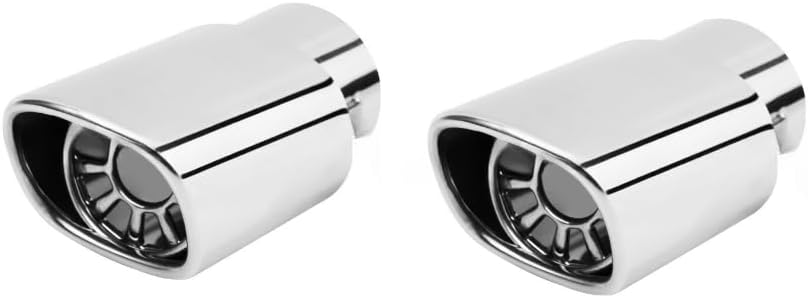 2.5 inch Inlet Stainless Steel Square Mouth Exhaust Tip Universal Bolt-On Design Silver Tail Pipe Muffler Tip (2PCS)