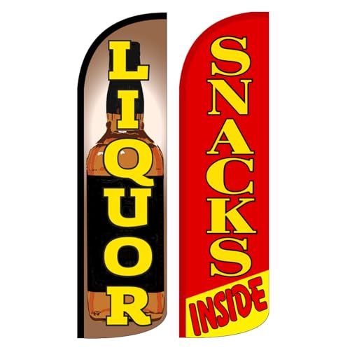 Liquor/Snacks Inside - King Size Windless Swooper Feather Flags - 2 Pack (No Hardware Included)