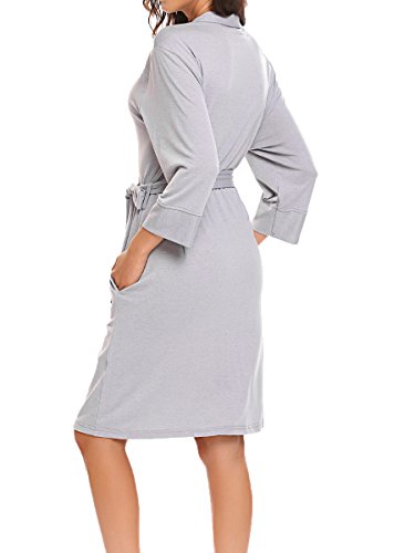 Bluetime Womens 3/4 Sleeve Kimono Robes Short Bathrobe Nightwear (Xxl, Gray) #TOP4
