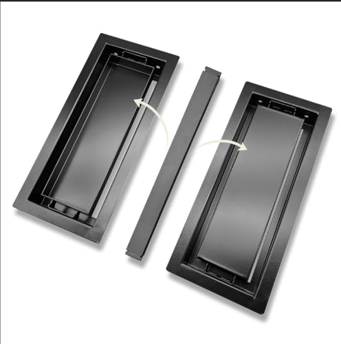 DDPow 4x10 Modern Drop-in Vent Cover, Reversible Insert Tray for Black-White Panel or Flooring Material Inlay, Steel Register, (Black 1 Pc)