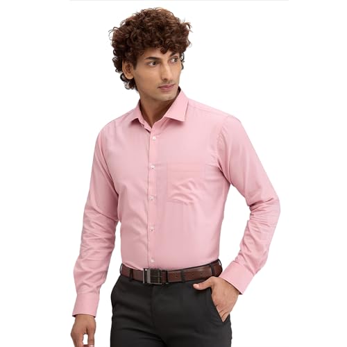 Image of Park Avenue Men Pure Cotton Slim Fit Structure Pattern Semi Cutaway Collar Formal Shirt