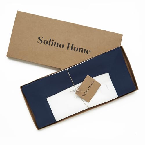 Solino Home Linen Table Runner 36 Inches - 100% Pure Linen Navy and White Table Runner 14 x 36 Inch Ideal for Dresser and Coffee Tables - Spring, Summer, 4th of July - Contempo by Solino Home - Image 4