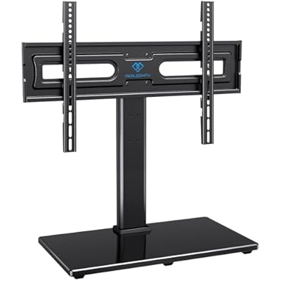 PERLESMITH Swivel Universal TV Stand Mount for 32-82 Inch LCD OLED Flat/Curved Screen TVs up to 99lbs-Height Adjustable Table Top TV Stand/Base with Tempered Glass Base&Wire Management,VESA 600x400mm