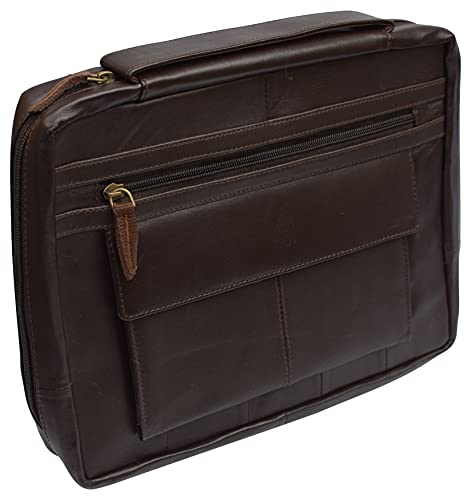 Genuine Leather Large Book Covers Bible Covers with Handle (Brown)