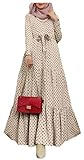 kiobrvhe Muslim Women Islamic Abaya Maxi Skirt Womens Long Sleeve Polka Dot Long Sleeve Flowy Waist Party Gown (Off-White,XL,US,Alpha,X-Large,Regular,Regular)