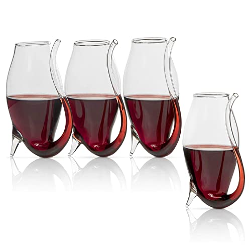 The Wine Savant Crystal Port and Dessert Wine Sippers, Dry Sherry, Cordial, Aperitif & Nosing Copitas Tasting Glass - Dinner Drink Glassware Glasses | Set of 4-3 oz Sipper | -