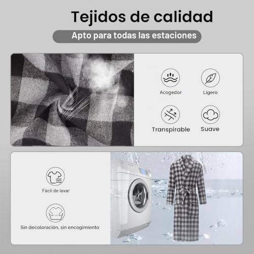 Kimono bathrobe para hombre transpirable de algodón suave con cuello de chal 4
