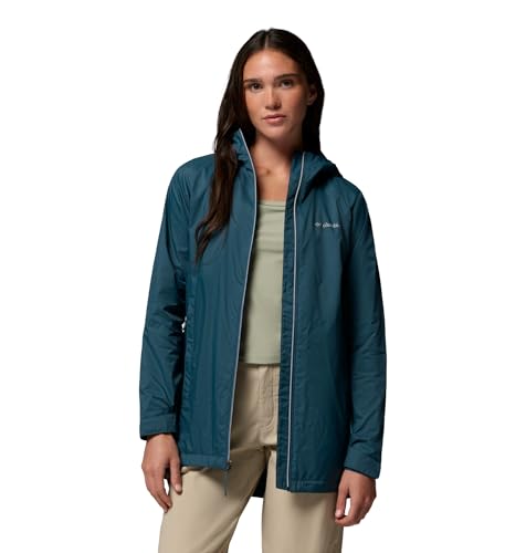 Columbia Women's Switchback II Lined Long Rain Jacket, Everblue, X-Large