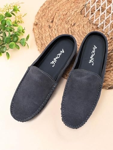 Image of ARAMISH Suede Half Loafers for Men | Men's Open Loafer Shoes