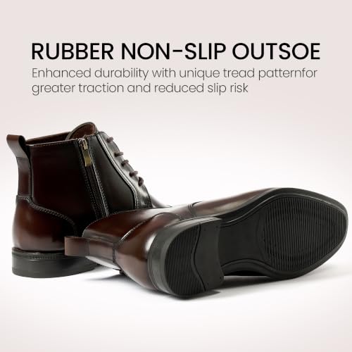 Image of Holy dove Men's Dress Boots Side Zipper Comfort Full-Grain Leather Business Office Cap Toe Oxford Short Ankle Boot