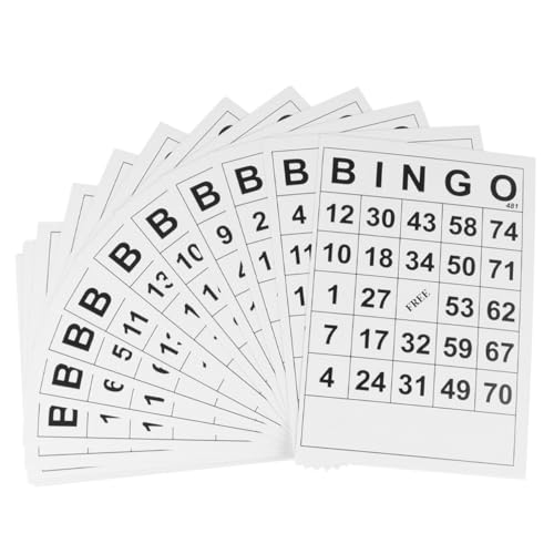 LALADEFIEE 60 Piezas Cartones Bingo para Diversión Intelectual Tarjetas Resistentes de Papel Recubierto para Mesa Familiar y Adultos