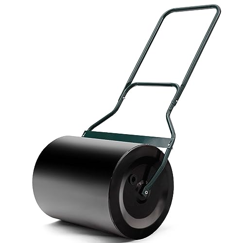 COSTWAY Rullo da Giardino, Rullo per Prato con Manico a Forma di U e Tappo Rimovibile, Rullo Riempibile con Acqua e...