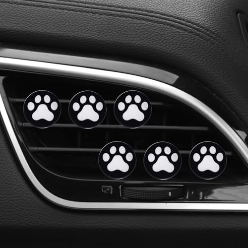Image of 6 Pcs Black and White Dog Paws Air Vent Clips,Cute Dog paws Car Air Fresheners Vents Clips Diamond Vent Clip Car Interior Decor Charm Accessories Decoration for Women,Automotive Air Fresheners