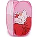 Wei Long Cute Foldable Laundry Toys Tidy Clothes Socks Basket Storage Bag (Pink Kitty Cat)