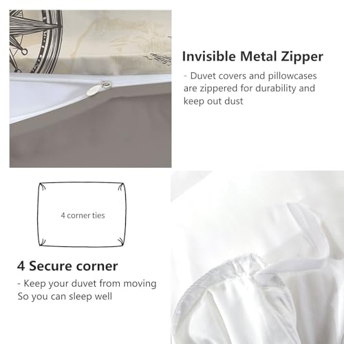 Housse de couette 220x240 cm microfibre douce anti-plis carte rétro - 8