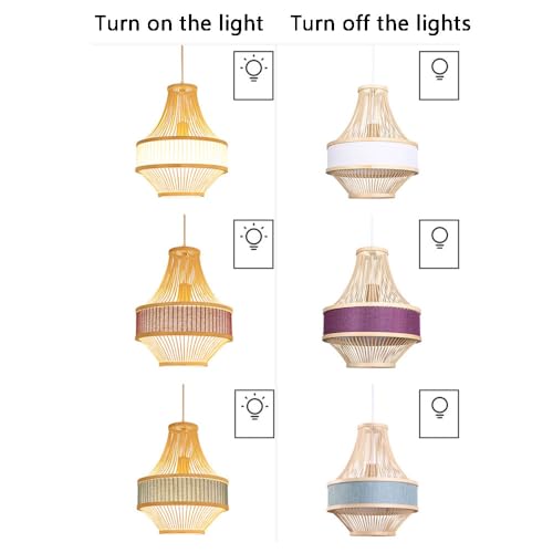 Candelabros de tela simples y bambú para iluminación de pasillo o dormitorio 3