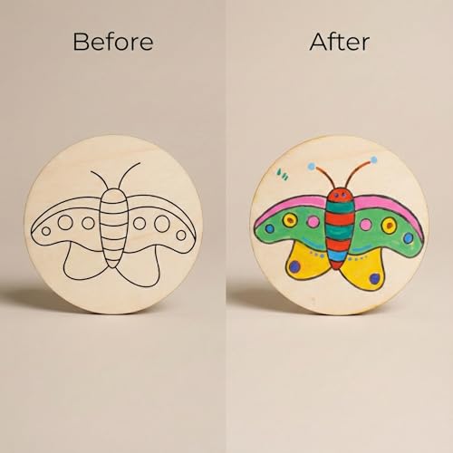 Image of HOBBY INDIA DIY Kids Coaster Art Craft Painting Kit Set | Pre-Marked Wooden MDF Materials | Gift for Boys & Girls | Perfect Coaster for Home, Office Use