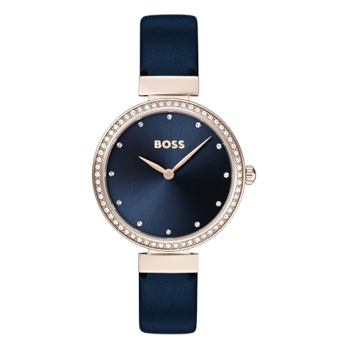 Montre BOSS femme Celebration cuir bleu pour en finir avec les accessoires fragiles