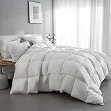 KUSNUG Luxury King Size Down Comforter, Fluffy Goose Feather Duvet Insert with Soft Egyptian Cotton-Poly Cover, 850 FP Hotel Collection Bedding with 8 Corner Tabs, White Bed Blanket(106'X90')