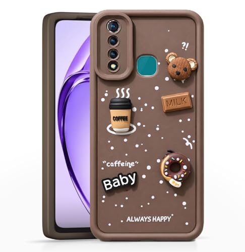 Image of Bintage case Ball Bear| Donut| Milk Cake| Baby| Coffee Rubber Case Camera Protection Back Cover Compatible for Vivo Z1 Pro 4G - Brown