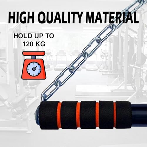 Image of Height Increase Rod For Chinups Hanging Rod For Home /Gym Use For Men Kids Boys Adults Fitted With Heavy Duty Pull Up Bar Chain Sangal (4FT)